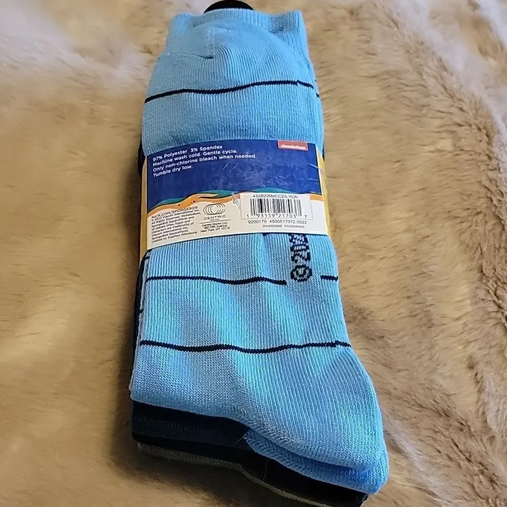 SPONGEBOB SQUAREPANTS CREW SOCKS, 5 PAIRS, NEW IN PACKAGE
